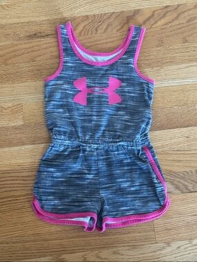 Under Armour Gray & Pink Girls' Athletic Romper